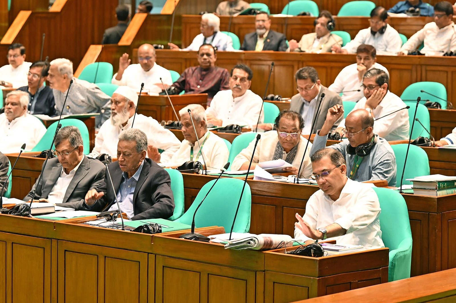 Prime Minister Tarique Rahman in the National Parliament, April 2026. Dhaka argued that his first visit to India should be bilateral, not as