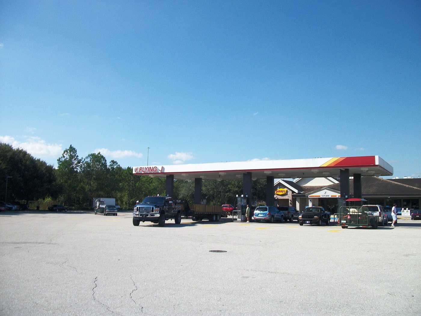 An American truck stop. Diesel is the input cost that moves through freight, farming and construction into almost every delivered price. Pho